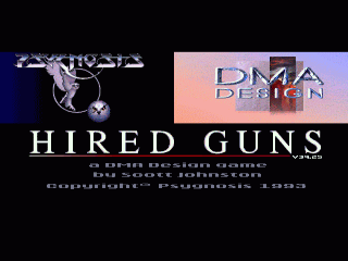Hired Guns title screen for Amiga